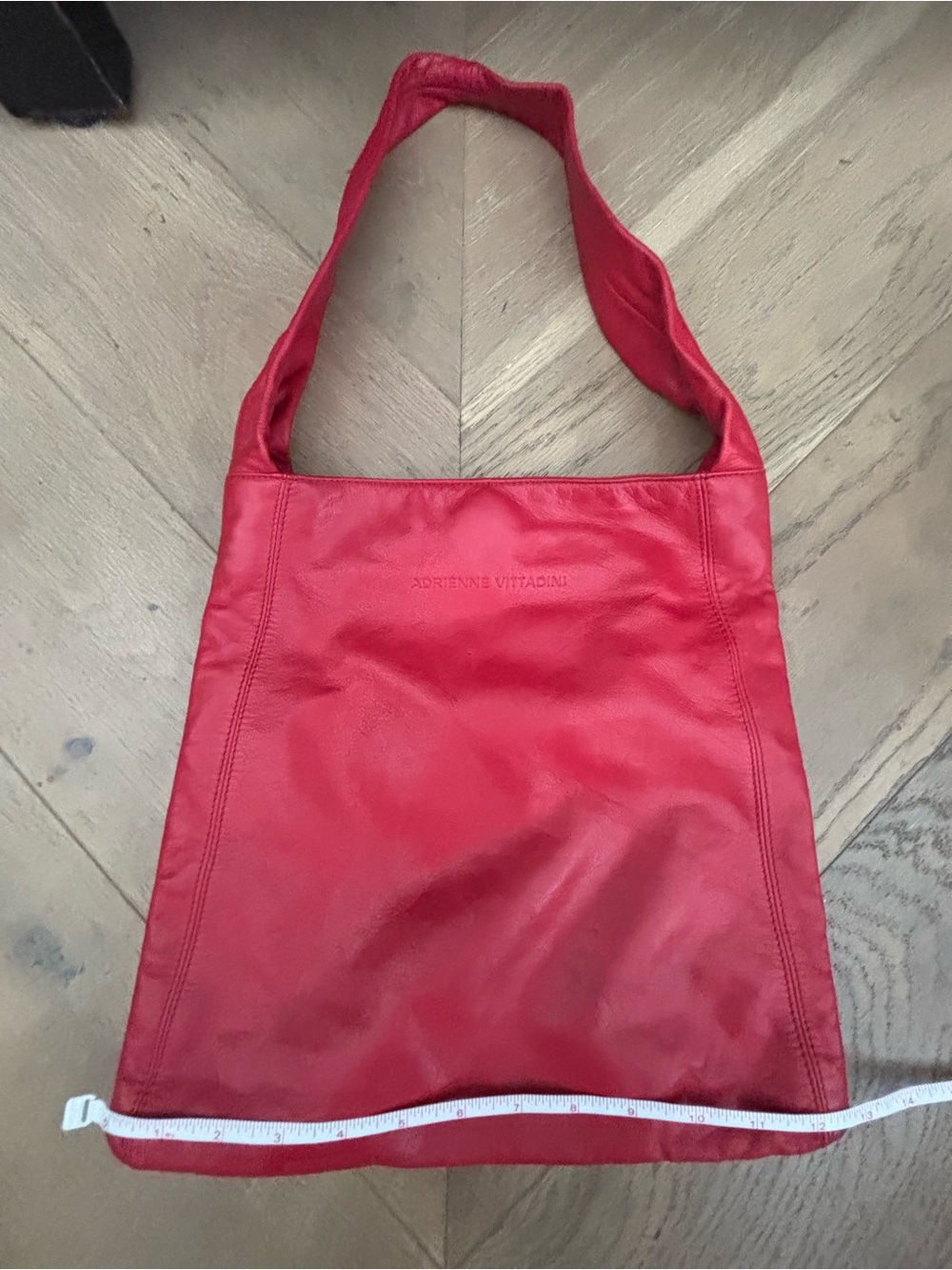 Adrienne Vittadini Red Leather Shoulder Bag Hobo Tote Purse